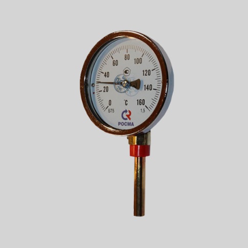Фотография товара - Термометр биметаллический радиальный БТ-52 (0-160С) 100мм