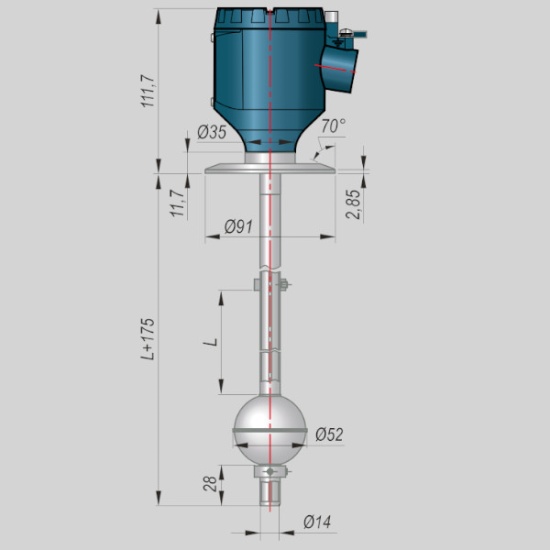 Фотография товара 1 Датчик уровня поплавковый ПДУ-И.2500.5.СL65-ЕХD