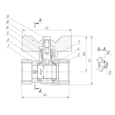 Фотография товара 2 Кран шаровой 1/2" латунный LD Pride 44.15.В-В.М.Б Ду15  Ру16 бабочка (G1/2 х G1/2)