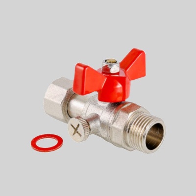 Фотография товара - Кран шаровой для подключения манометра VALTEC VT.806.N.0402 1/2"нар. - 1/4"вн