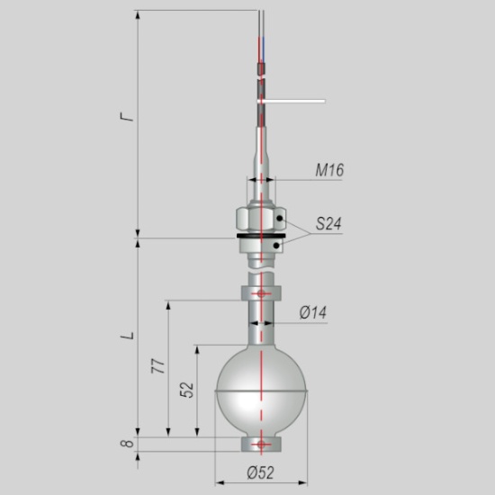 Фотография товара 1 Датчик уровня поплавковый ПДУ-3.1.150.К/3-ЕХ