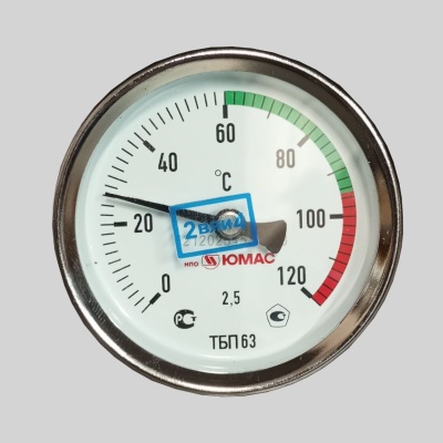 Фотография товара 3 Термометр биметаллический ТБП-63/50 (0...+120С),G1/2,L50,D63