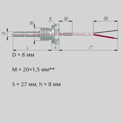 Фотография товара 1 Преобразователь термоэлектрический ДТПL064-00.100/0,2.G1/2