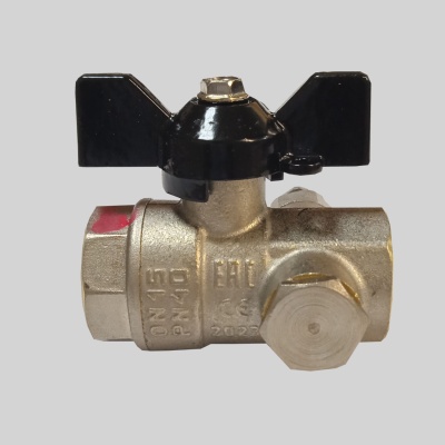 Фотография товара 3 Кран шаровой 1/2" латунный с дренажем и воздухоотводчиком LD Pride 44.15.В-В.С.Б Ду 15 Ру 40 бабочка