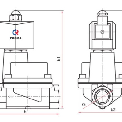 Фотография товара 2 Клапан электромагнитный соленоидный 1/2" нержавеющий РОСМА СК-11-15-ВТ-НЕРЖ (PTFE, НЗ,IP65,Ду15,1.6МПа,L69,220AC,180градС)