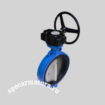 Фотография товара - Затвор поворотный дисковый чугунный с редуктором ВА99001 Ду400 уплотнение NBR,( Компания Интерарм , г. Москва )