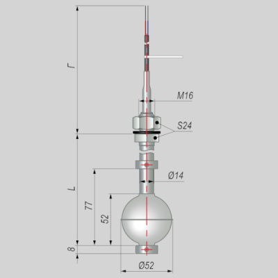 Фотография товара 1 Датчик уровня поплавковый ПДУ-3.1.600/2-ЕХ