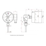 Фотография товара 2 Термометр биметаллический коррозионостойкий с электроконтактной приставкой БТ-54.220(-30-50С)G1/2.100.1,5.ЭКП5